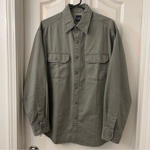 Gap Button Down Shirt L/S - Olive.  Mens: Medium.